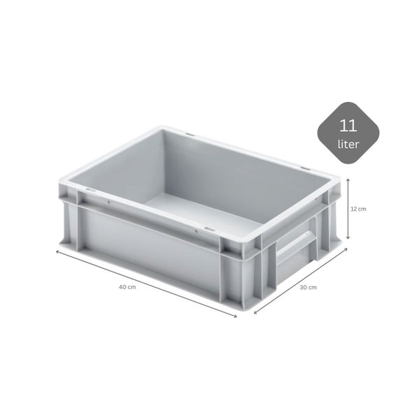 PROREGAL SuperSparSet 5x Eurobehälter mit Geschlossenem Griff und Scharnierdeckel HxBxT 12 x 30 x 40 cm 11 Liter Grau Eurobox Transportbox