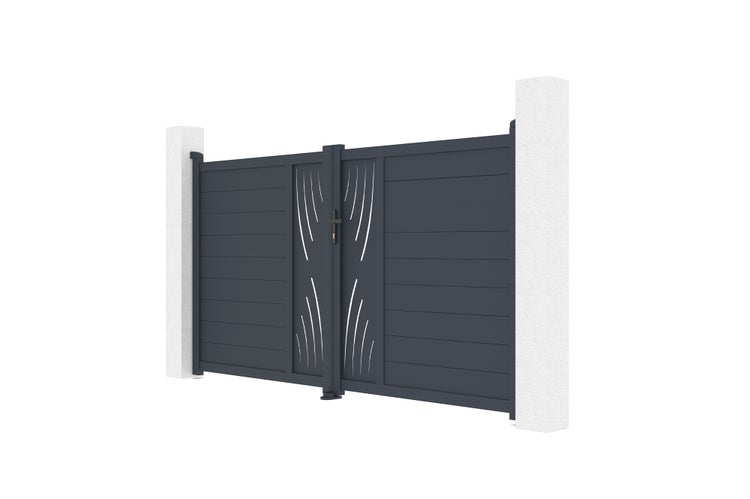 Doppelflügeltor aus Aluminium 3m VELETA 300B160 Grau