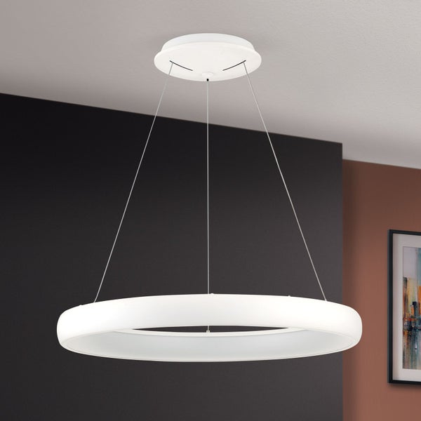 Moderne runde LED Pendelleuchte mit flachem Design und Deckenbefestigung