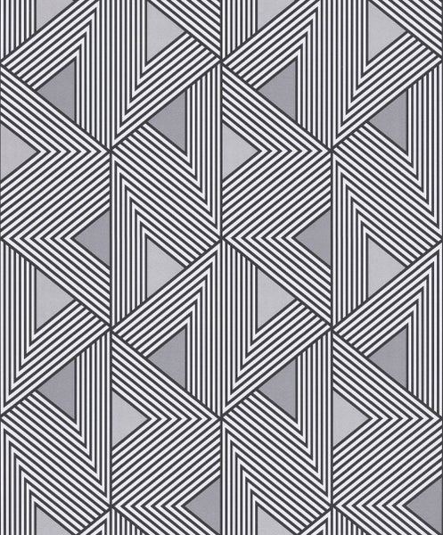 Masureel Tapete geometrisches Motiv Schwarz und Weiß - 53 cm x 10.05 m - 630923
