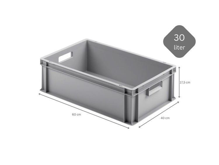 PROREGAL SuperSparSet 5 x Eurobehälter Mit Offenem Griff HxBxT 17,5 x 40 x 60 cm 30 Liter Grau Eurobox Transportbox Transportbehälter Stapelbehälter