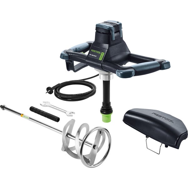 Festool Rührwerk MX 1200 RE EF mit 1200 Watt Leistung, inklusive Rührstab, Gabelschlüssel und Zubehör für das Mischen von Baustoffen.