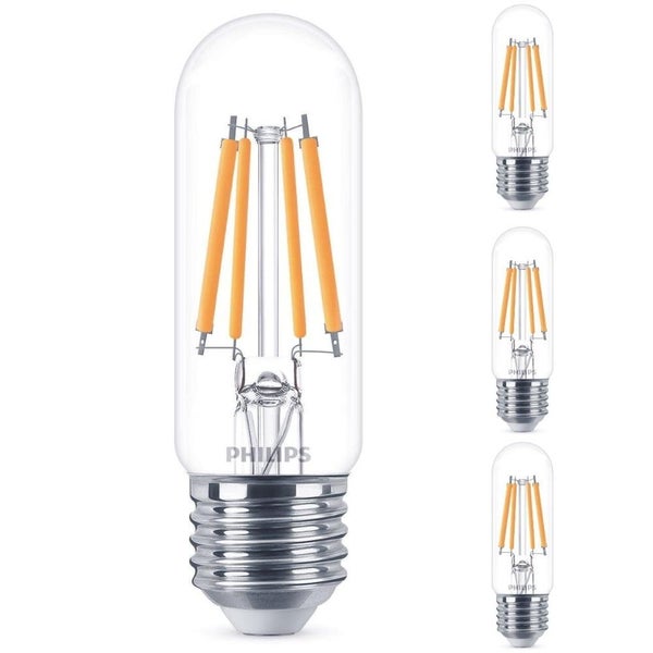 Philips LED Lampe ersetzt 60 W, E27 Röhrenform T30, klar, warmweiß, 806 Lumen, nicht dimmbar, 4er Pack