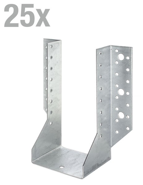 25 Stück Balkenschuh aus verzinktem Stahl zur stabilen Verbindung von Holzbalken.