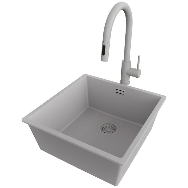 Spültisch aus Mineralguss mit Armatur