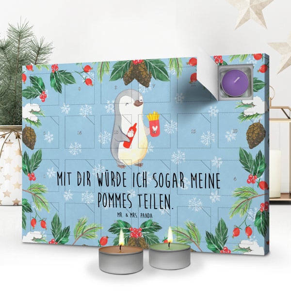 Mr. & Mrs. Panda Duftkerzen Adventskalender Pinguin Pommes - Blau Pastell