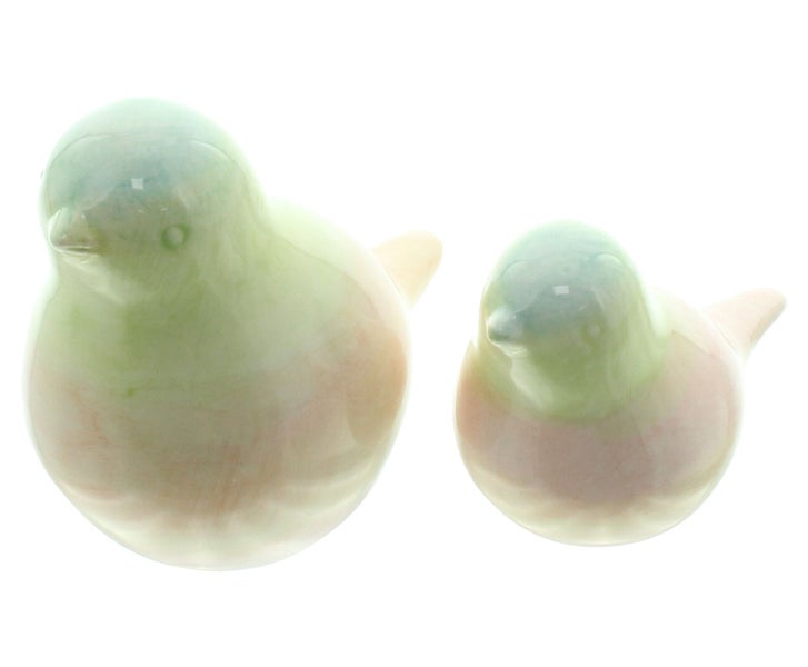FRANK FLECHTWAREN | Vogel Pastell, 2er Set, PORZELLAN, 6 x 5 x 9 cm, 8,5 x 6,5 x 12,5 cm