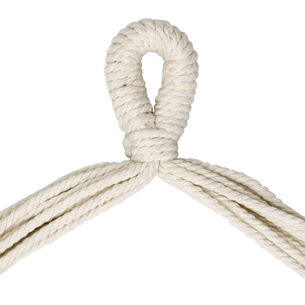 ECD Germany Hängesessel mit 2 Kissen - aus Baumwolle - Hartholz Querstab - Belastbar bis 120 kg - Beige - Indoor/Outdoor - Hängestuhl Hängesitz Hängeschaukel Hängematte Hängekorb Schaukelstuhl Sitz