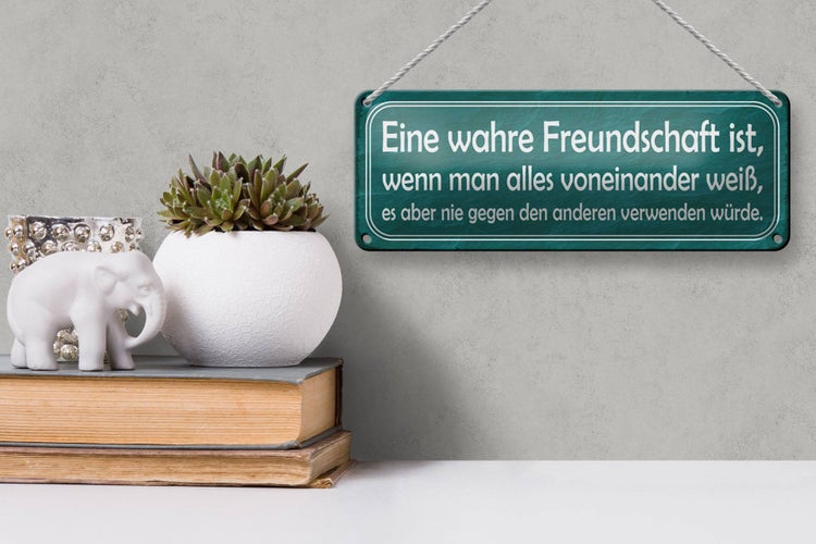 Blechschild Spruch 27x10cm wahre Freundschaft ist wenn man Dekoration