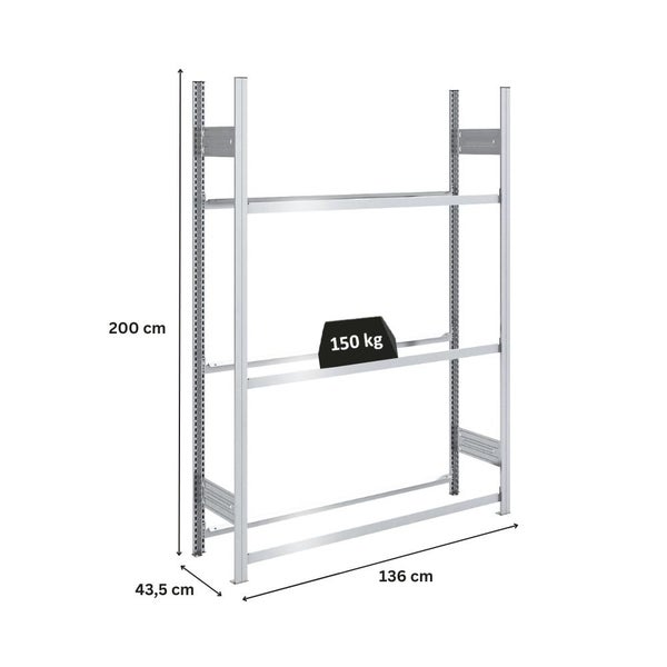 PROREGAL Reifenregal Tire Pro Made In Germany HxBxT 200 x 130 x 43 cm 3 Ebenen 150 kg Fachlast Bis Zu 6 Reifen Pro Ebene Verzinkt