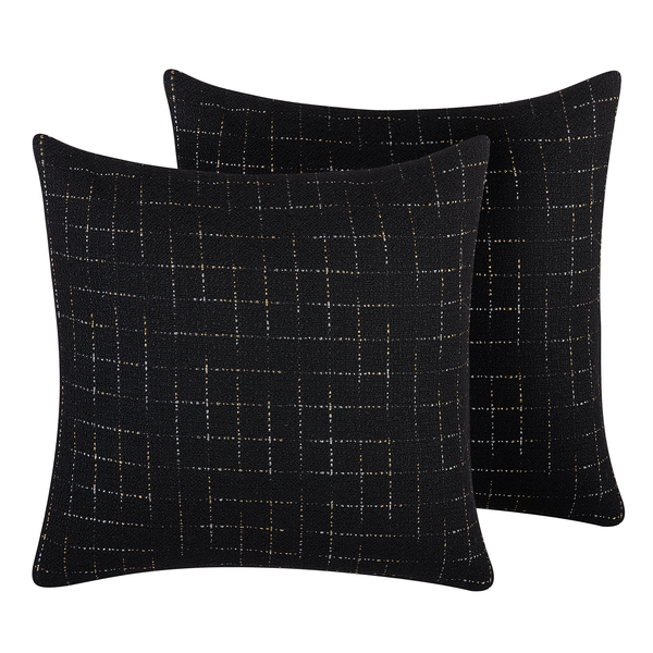 Dekokissen 2er Set BELLFLOWER 45 x 45 cm Schwarz Geometrisches Muster