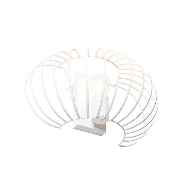 Weiße Deckenleuchte mit Käfigdesign und Glühbirne