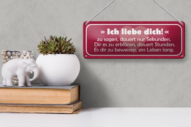 Blechschild Spruch 27x10cm ich liebe dich zu sagen dauert Dekoration