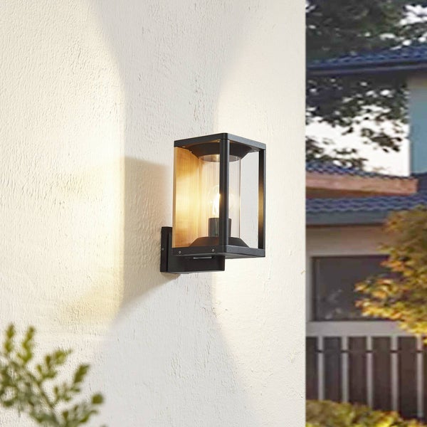 Lucande Wandleuchte außen Candina (Modern) in Schwarz aus Aluminium (1 flammig, E27) - Außenwandleuchten Wandlampe Led Außenlampe Outdoor für Außenwand/Hauswand Haus Terrasse & Balkon