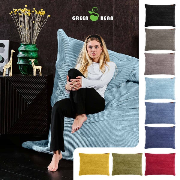Green Bean XXL Sitzsack aus Cordstoff 370 Liter EPS-Perlen Füllung - Kuschelig Weich Robust & Waschbarem-Stoff Bodenkissen Liegekissen Sitzkissen - Hellblau