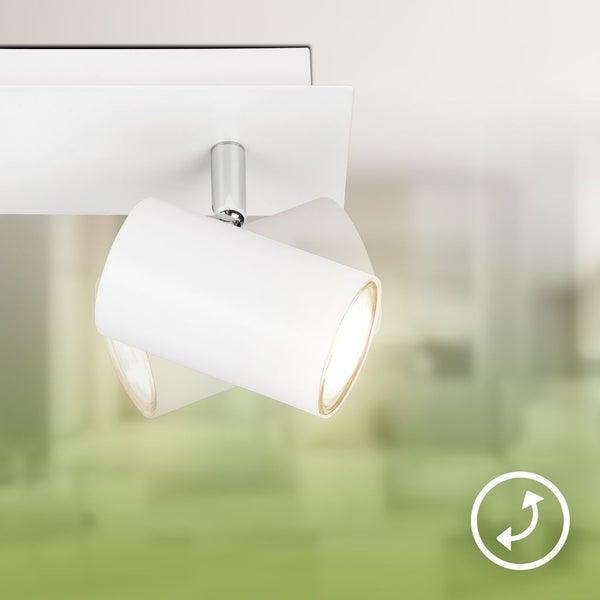 Weiße Doppelspotleuchte für die Decke mit drehbarem Symbol