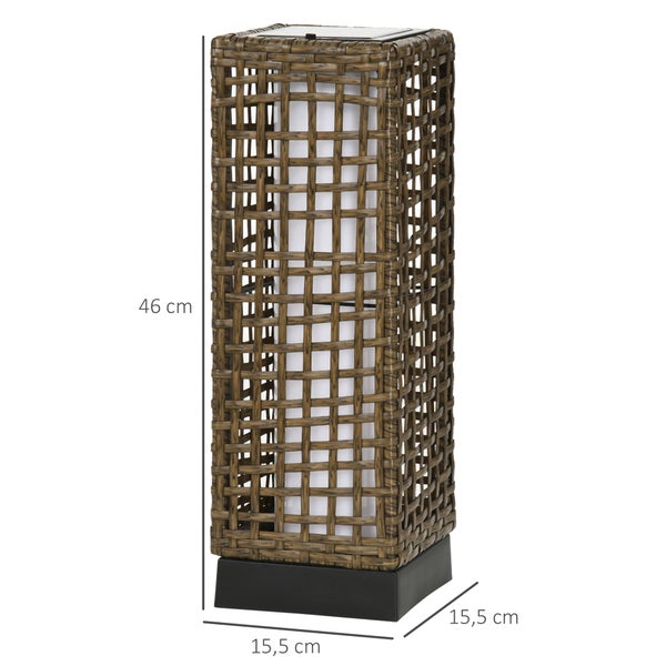 Outsunny Solarlampen Rattan mit Lichtsensor, Aufladbar LED Solarleuchte IP44 Wasserdichte, Outdoor Lampe Solarlaterne Außenleuchte für Garten Balkon Hof, 15,5 x 15,5 x 46 cm, Sand