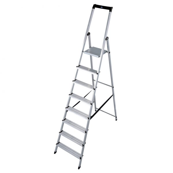 Aluminium-Haushaltsleiter mit sieben Stufen und Haltebügel