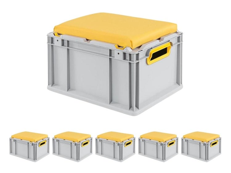 PROREGAL SparSet 6 x Eurobox NextGen Seat Box Gelb HxBxT 26,5 x 30 x 40 cm 20 Liter Griffe Offen Eurobehälter Sitzbox Transportbox