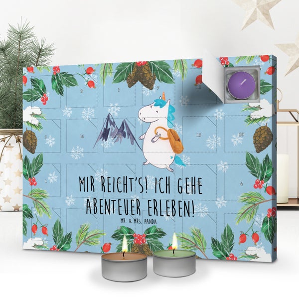 Mr. & Mrs. Panda Duftkerzen Adventskalender Einhorn Bergsteiger - Blau Pastell