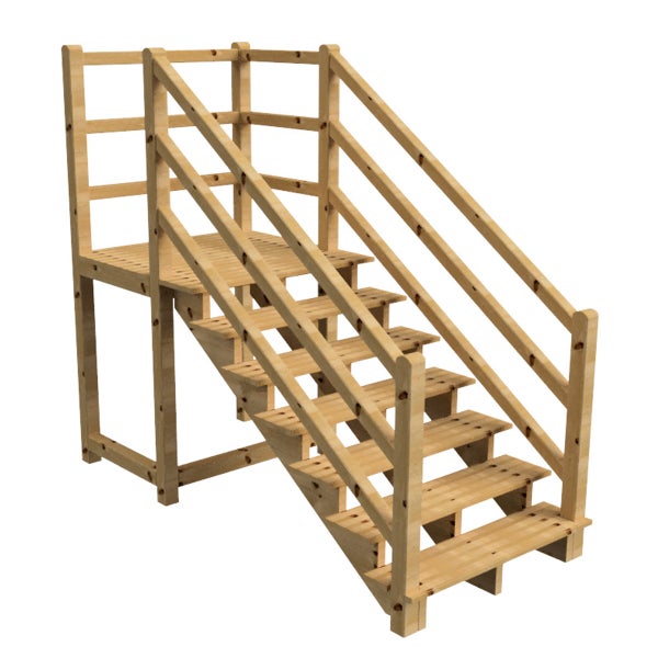 Holztreppe mit Geländer für den Garten