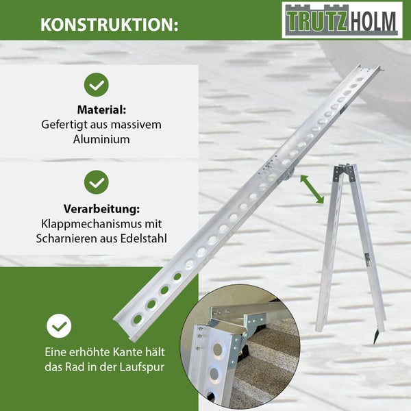 Tragbare Trutzholm Rollstuhlrampe aus Aluminium mit Klappmechanismus