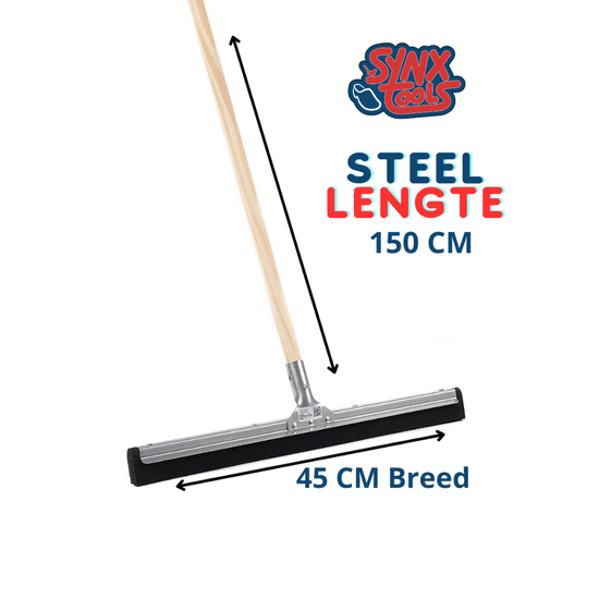 Stahlbodenschieber mit Holzstiel, 45 cm breit und 150 cm lang