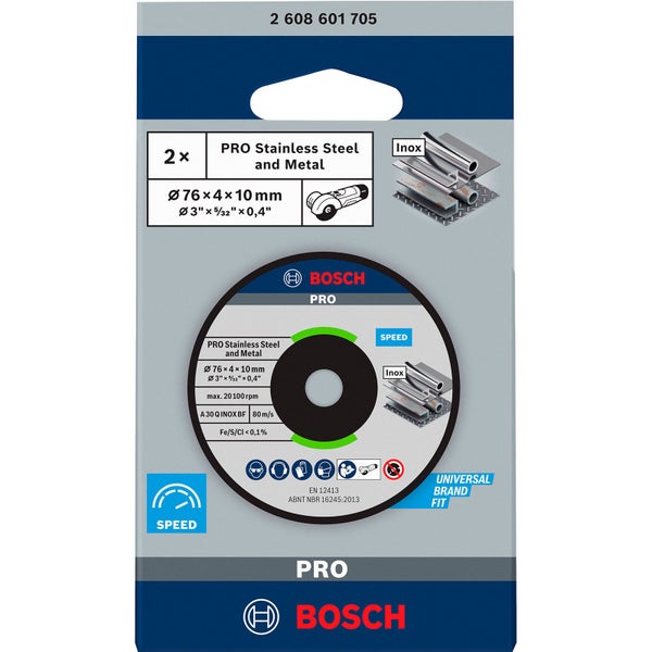 Bosch PRO Stainless Steel and Metal Schleifscheibe 76 x 4 x 10 mm - 2608601705