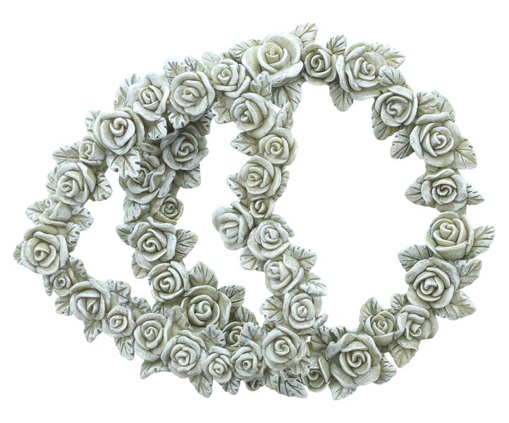 FRANK FLECHTWAREN | Rosendeko Herz & Kranz, 2er Set, POLYRESIN, 14 x 12,5 x 2 cm, 14,5 x 14,5 x 2 cm
