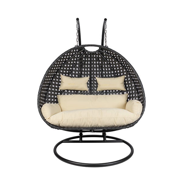 Home Deluxe Polyrattan Hängesessel TWIN DELUXE - mit Regenabdeckung | Hängestuhl,Hängekorb,Hängeschaukel,Hollywoodschaukel