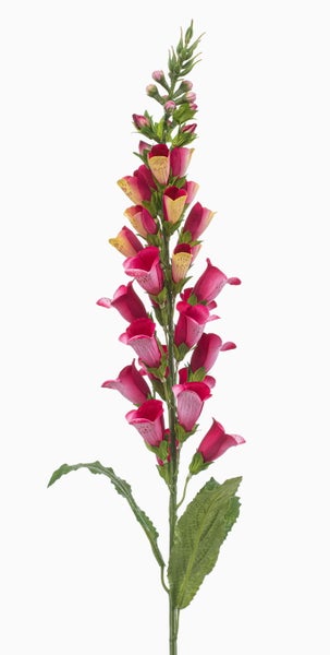 Künstlicher Fingerhut-Zweig mit realistischen rosa und gelben Blüten.