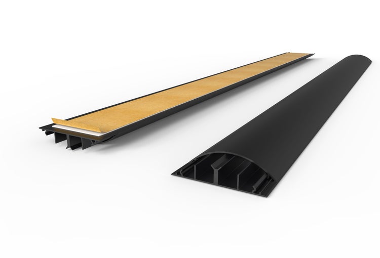 CILSON WDK9020SS Art.-Nr. 6700430 Kabelkanal 90 x 20 mm x 2.000 mm - Trittfest, selbstklebend mit Bodenbelochung, schwarz RAL 9005