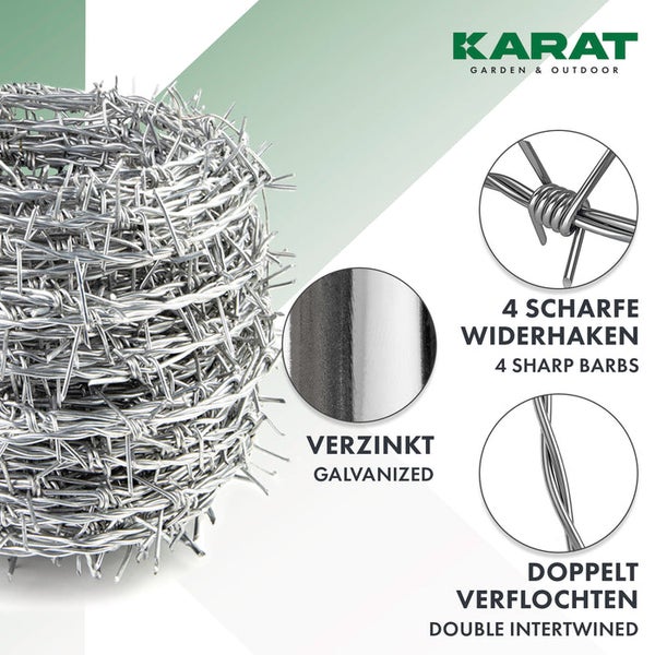 FLOORDIREKT Stacheldraht - Verzinkt - 1,7 mm Drahtstärke - 50 m