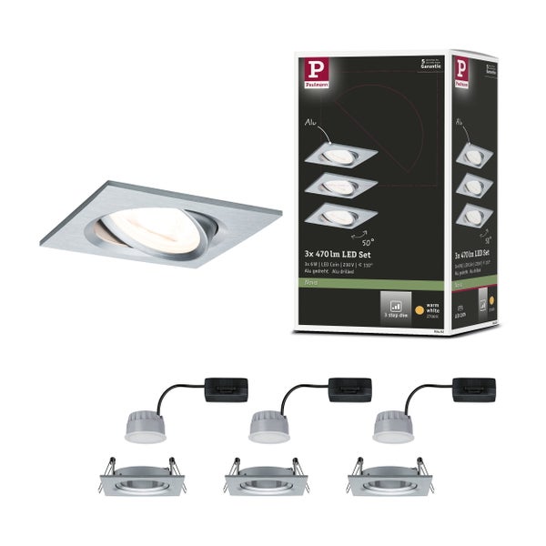 Paulmann Nova LED Einbaustrahler Set dreiteilig schwenkbar 470 Lumen 230 Volt drei Stufen dimmbar