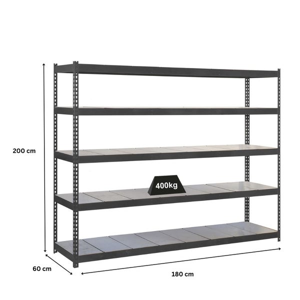 Schwerlastregal METAL YETI FIVE | HxBxT 200x180x60cm | Fachlast 400kg | Anthrazit
