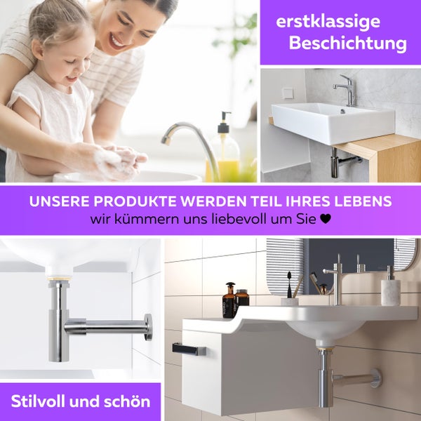 Badezimmer mit Waschbecken, Armatur und Siphon