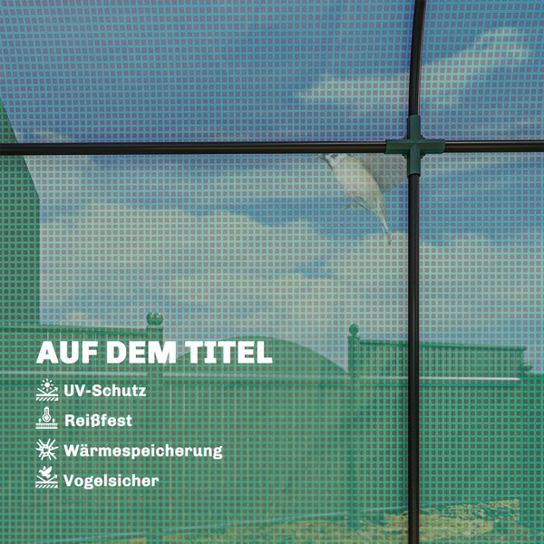 Gartennetz für Gewächshäuser mit UV-Schutz, reißfest, wärmespeichernd und vogelsicher.