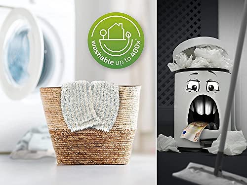 Leifheit 2er Set Wischbezug Profi XL cotton plus für Steinböden und Fliesen, Wischer Ersatzbezug aus Baumwoll- und Suprafasern, saugfähiger Bodenwischer Ersatzbezug