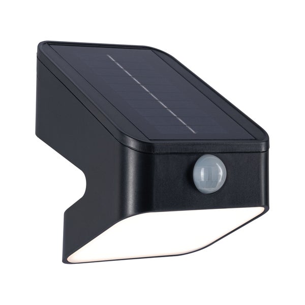 Solar LED Wandfluter Lesly Dämmerungsgesteuerter Bewegungsmelder (IR) IP65 eckig 113x126mm 3000K 5,5W 400lm 3,7V Anthrazit Kunststoff