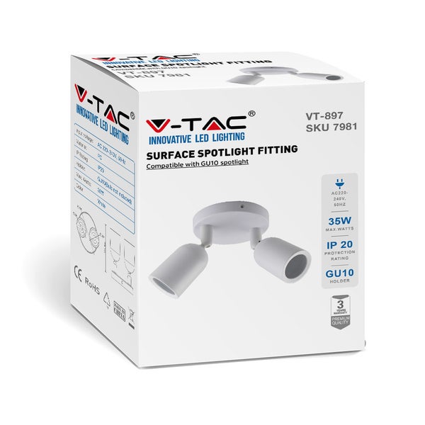 V-TAC Aufbaustrahler Verpackung für GU10 Strahler