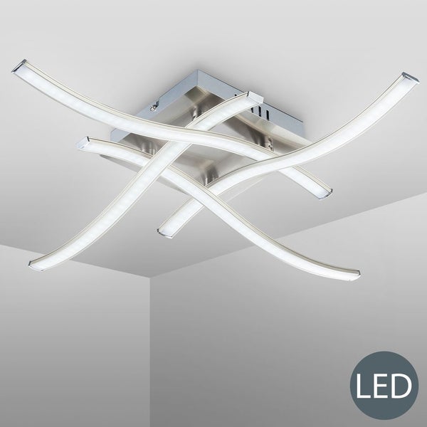 Deckenleuchte 47,5x47,5 cm - 13,6W, 1400lm, LED, warmweiß, matt-nickel