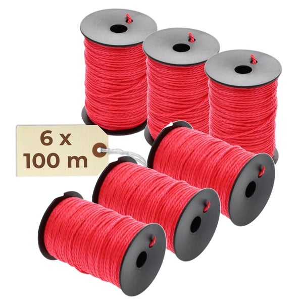 Sechs Spulen mit je 100 Meter Maurerschnur
