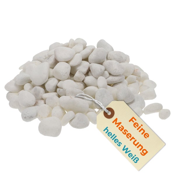 Kieselsteine Garten Zierkies Weiß Aquarium Kies Carrara Marmorkies Dekostein Weiße Kieselsteine Zierstein Marmor Kies Weiß 25 kg 15-25 mm