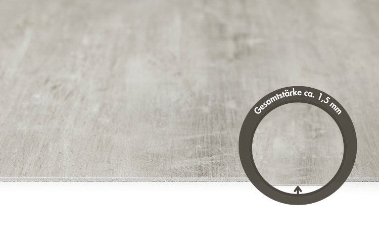 Bodenbelag mit einer Gesamtstärke von circa 1,5 Millimeter