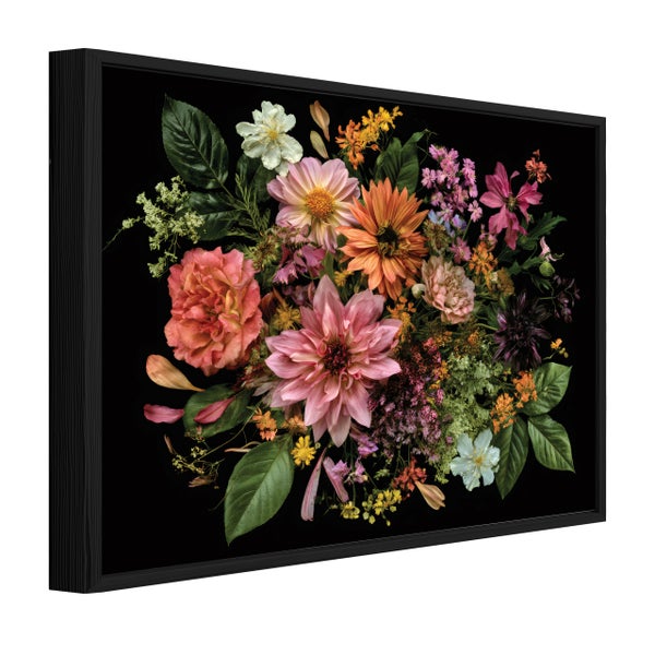 Wandbild mit Blumenmotiv in schwarzem Rahmen