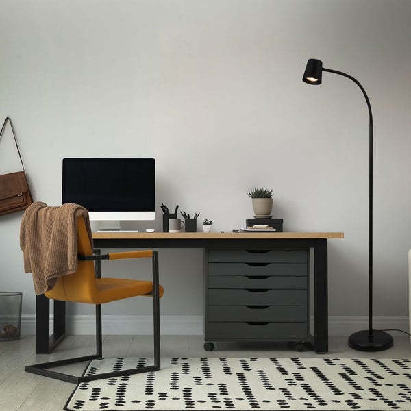 BRILONER Stehleuchte, mit Fußschalter, flexibler Lampenkopf, Stehlampe, 127,5 cm, 1x GU10, max. 9W, schwarz
