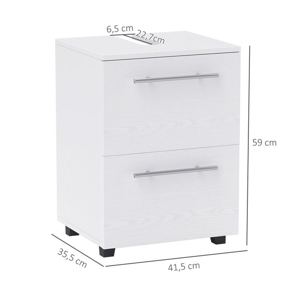 HOMCOM Waschbeckenunterschrank Unterschrank mit Schrankfach, Schublade, Waschtischunterschrank, Badunterschrank mit Kippschutz für wandmontierte Becken Weiß, 41,5 x 35,5 x 59 cm