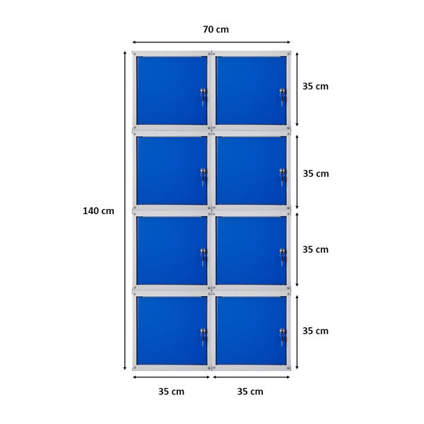 PROREGAL Mega Deal 8x Schließfachwürfel Cubic HxBxT 35 x 35 x 35 cm Grau-Blau