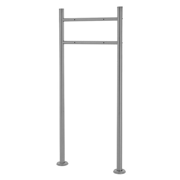 Briefkastenständer aus Edelstahl mit zwei Rundpfosten und zwei Querstreben zur Bodenmontage.