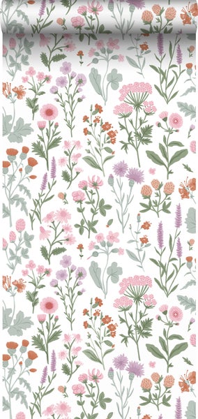 Tapetenmuster mit verschiedenen Blumenmotiven